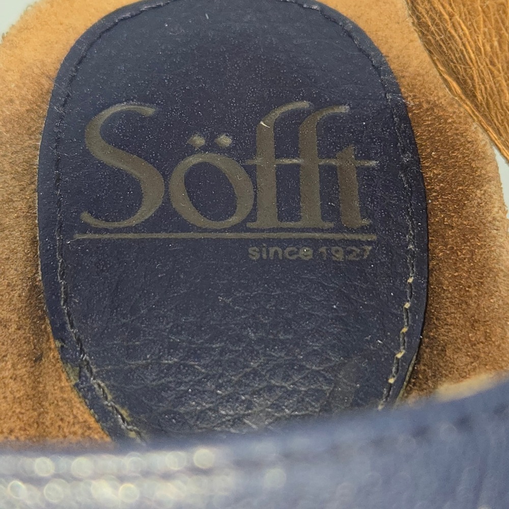 Sofft Wedge Sandals Womens 7M Blue Leather Metallic Strappy Comfort Summer - Picture 7 of 13